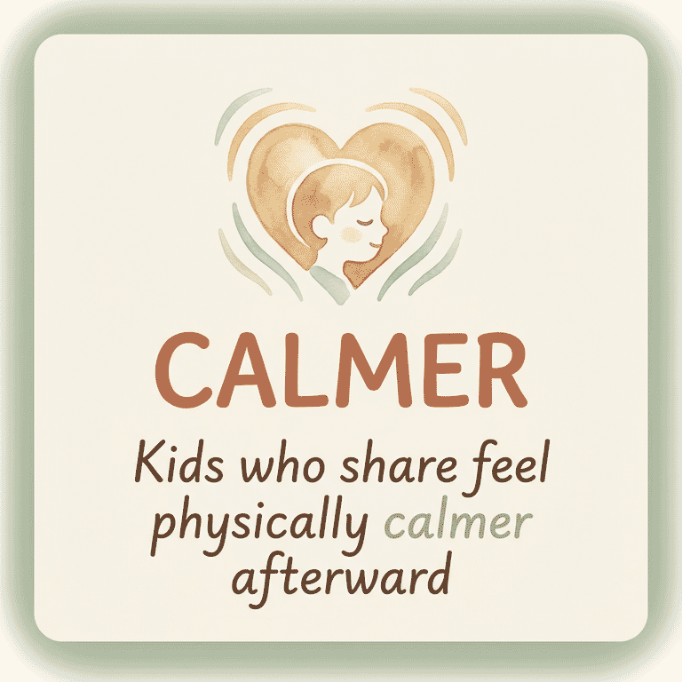 Stat showing kids who share feel physically calmer afterward