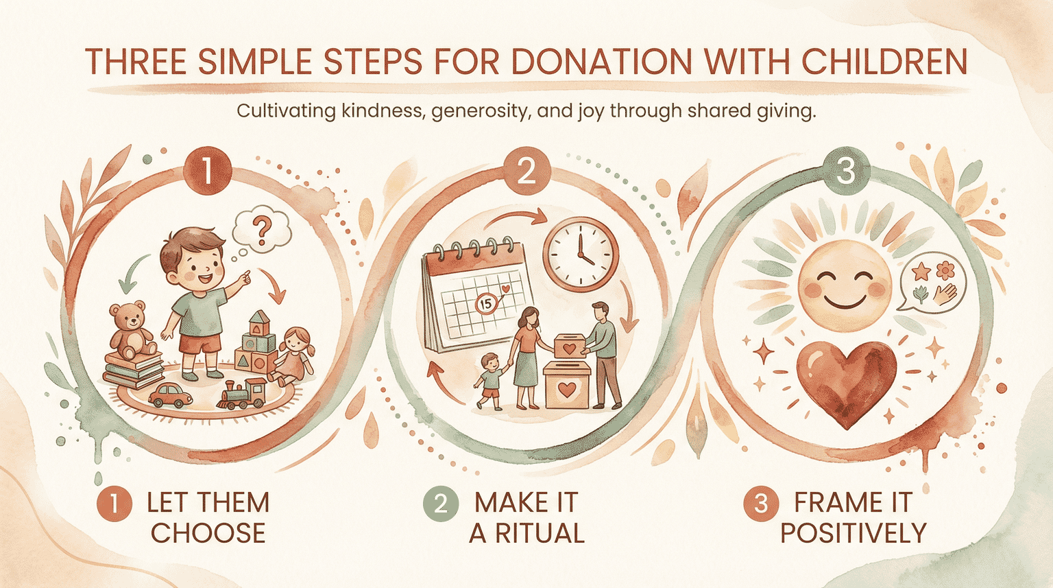 Three step infographic showing let them choose, make it a ritual, frame it positively