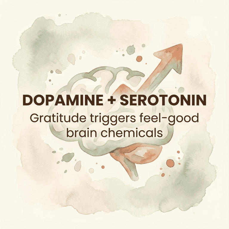 Stat showing gratitude triggers dopamine and serotonin release in the brain