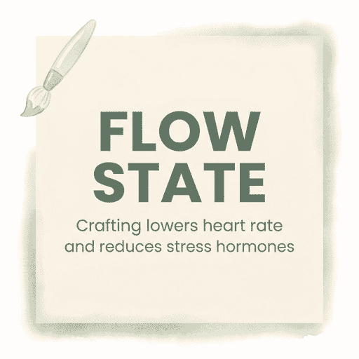 Stat box showing crafting lowers heart rate and reduces stress hormones