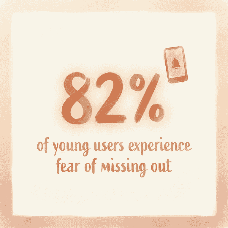 Statistic showing 82 percent of young users experience fear of missing out