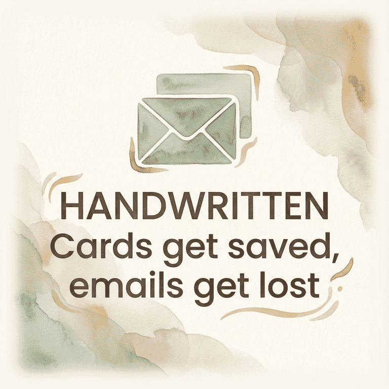 Stat highlighting that handwritten cards get saved while emails get lost