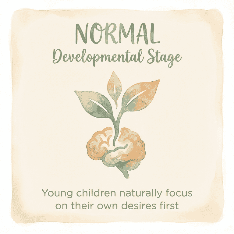 Reassuring stat showing young children naturally focus on their own desires as a normal developmental stage