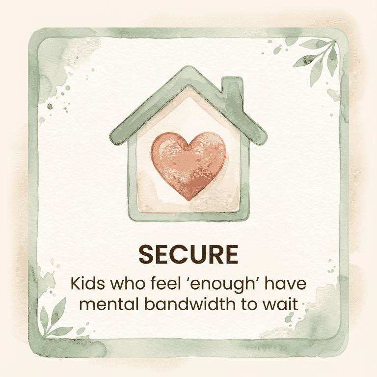 Stat showing kids who feel secure have mental bandwidth to wait based on scarcity research