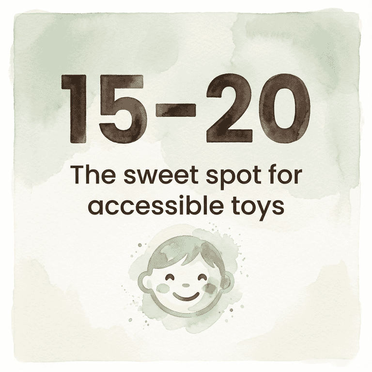 Stat box showing 15-20 as the sweet spot for accessible toys