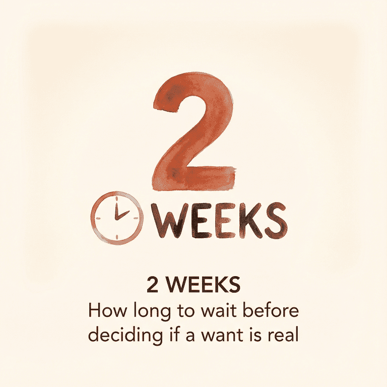 Stat showing 2 weeks is how long to wait before deciding if a want is real