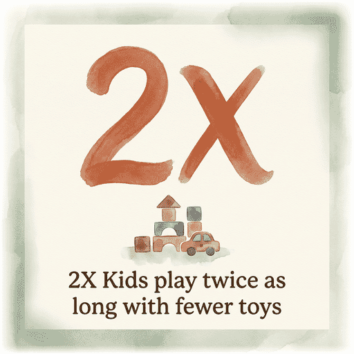 Stat showing kids play 2X as long with fewer toys from University of Toledo research