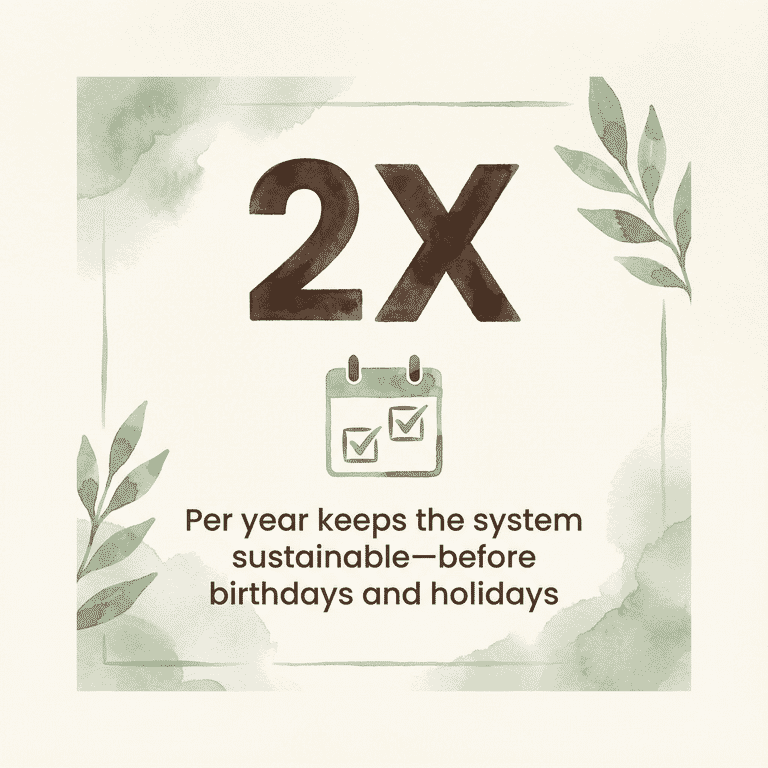 2X per year stat for sustainable toy management rhythm