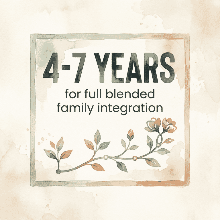Statistic showing 4 to 7 years needed for full blended family integration