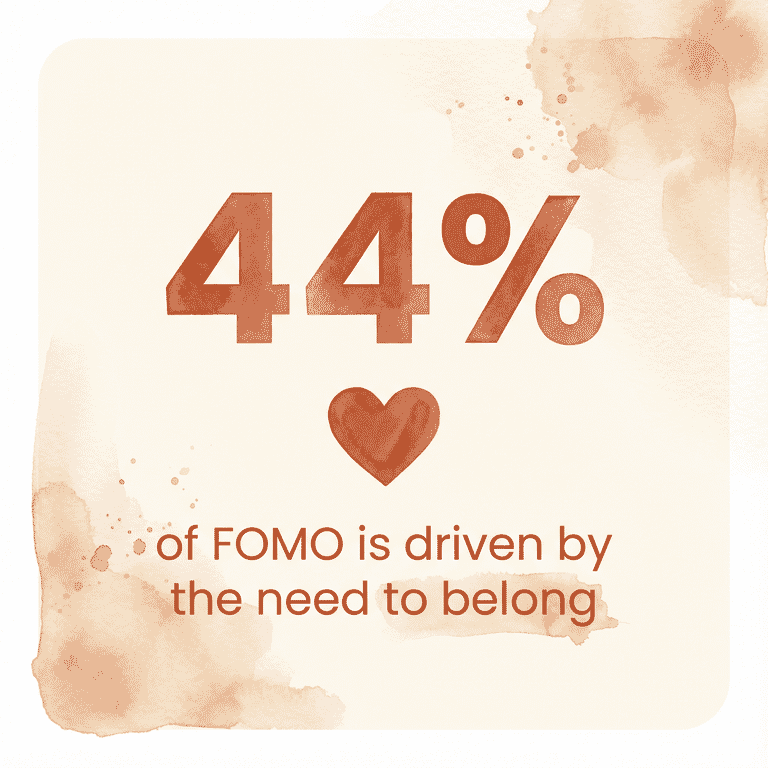 Statistic showing 44 percent of FOMO is driven by the need to belong