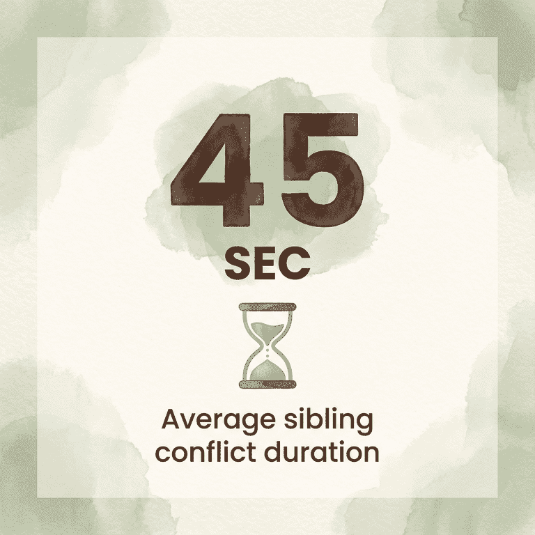 Statistic showing 45 seconds average sibling conflict duration