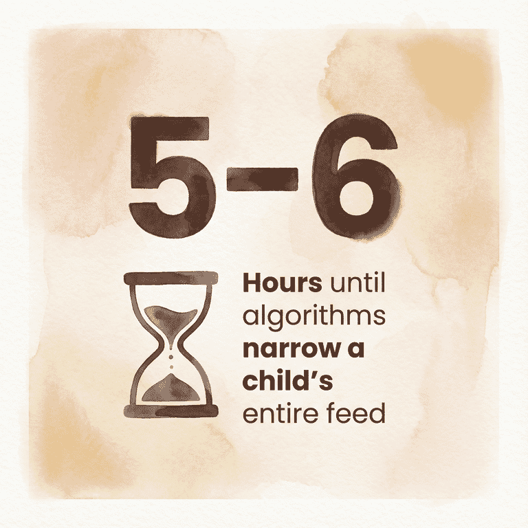 Stat showing 5-6 hours until algorithms narrow a child's entire feed