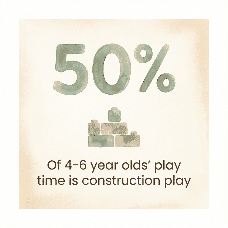 Stat showing 50 percent of 4 to 6 year olds play time is construction play