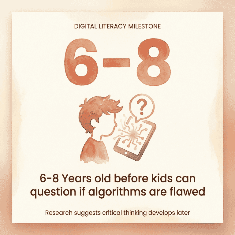 Stat showing children ages 6-8 before they can question if algorithms are flawed