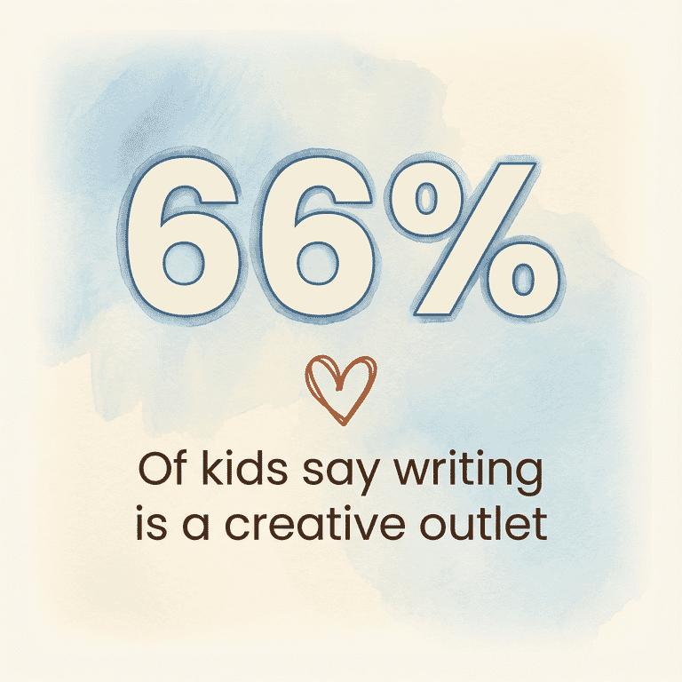 Statistic showing 66 percent of kids say writing is a creative outlet