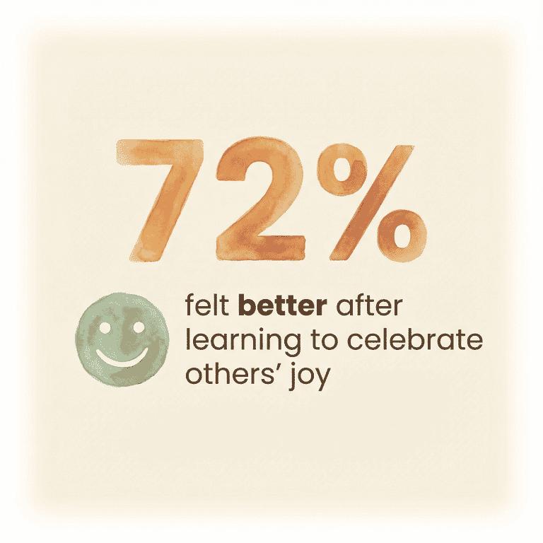 Statistic showing 72 percent felt better after learning to celebrate others joy