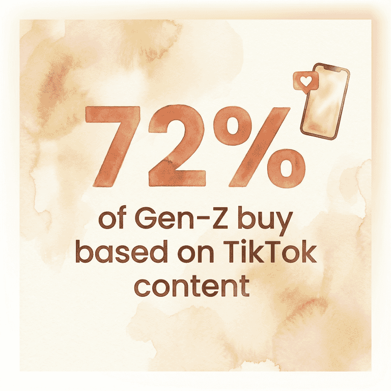 Stat showing 72 percent of Gen-Z make purchases based on TikTok content