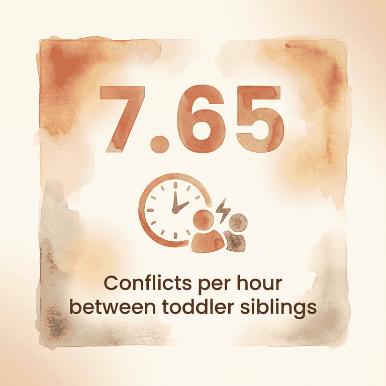 Statistic showing 7.65 conflicts per hour between toddler siblings