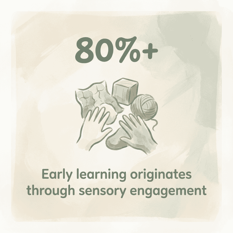 Stat graphic showing 80 percent of early learning originates through sensory engagement