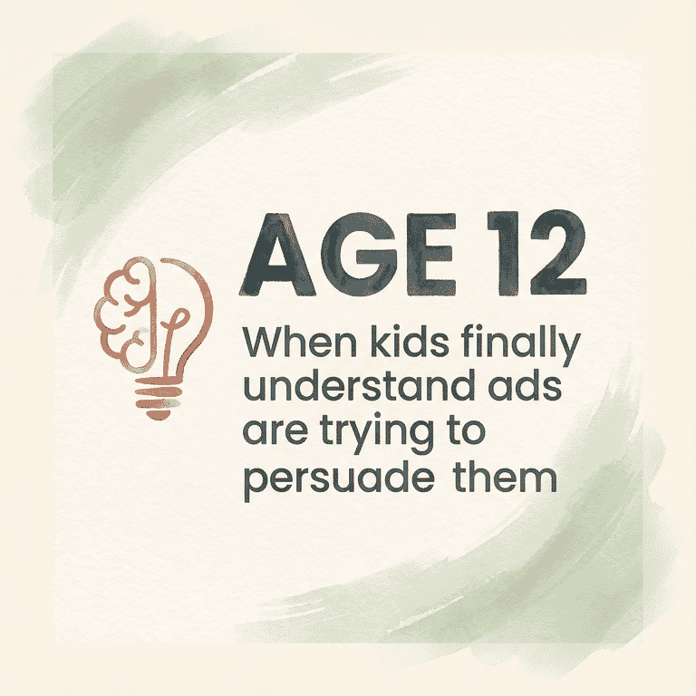 Stat showing age 12 is when kids finally understand ads are trying to persuade them
