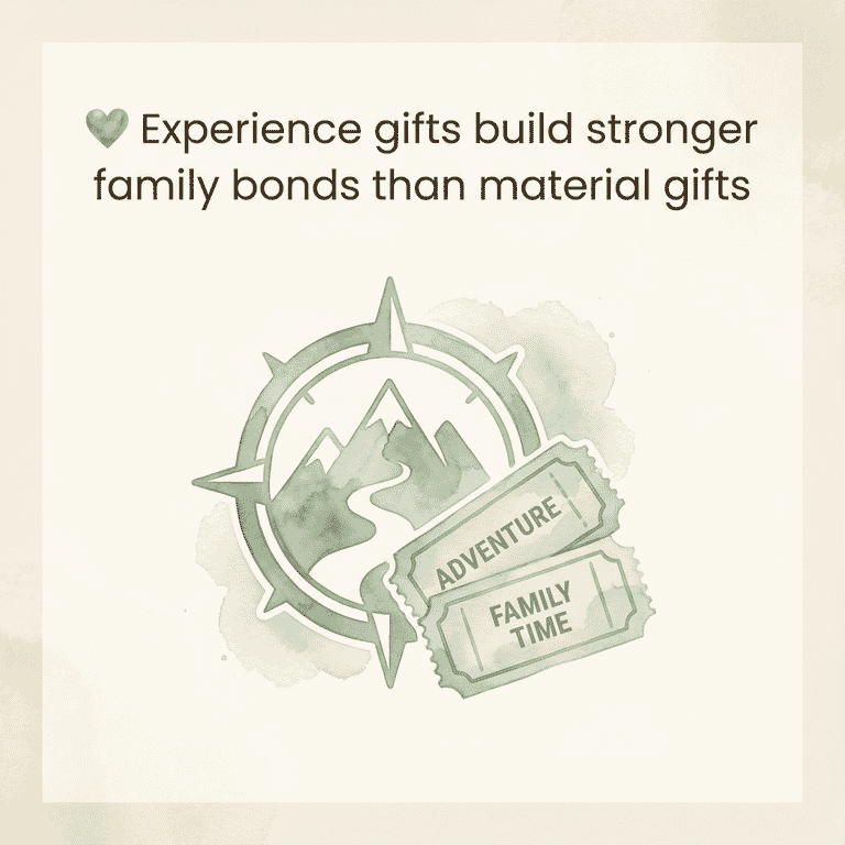 Heart icon showing experience gifts build stronger family bonds than material gifts