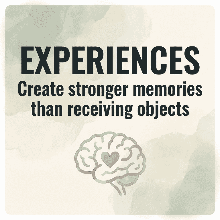 Statistic showing experiences create stronger memories than receiving objects