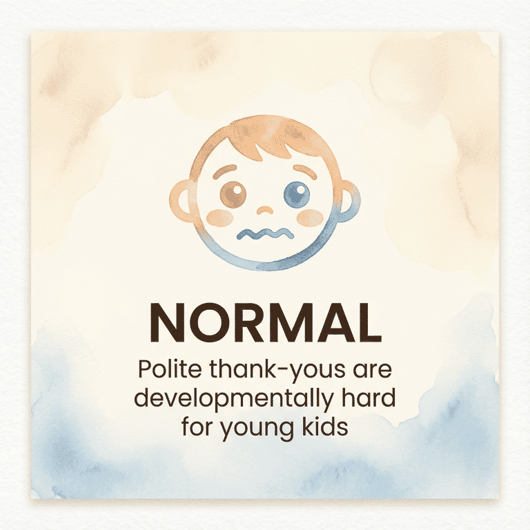 Stat box showing polite thank-yous are developmentally hard for young children