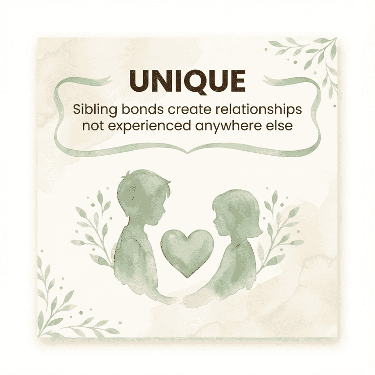 Stat highlighting that sibling bonds create relationships not experienced anywhere else