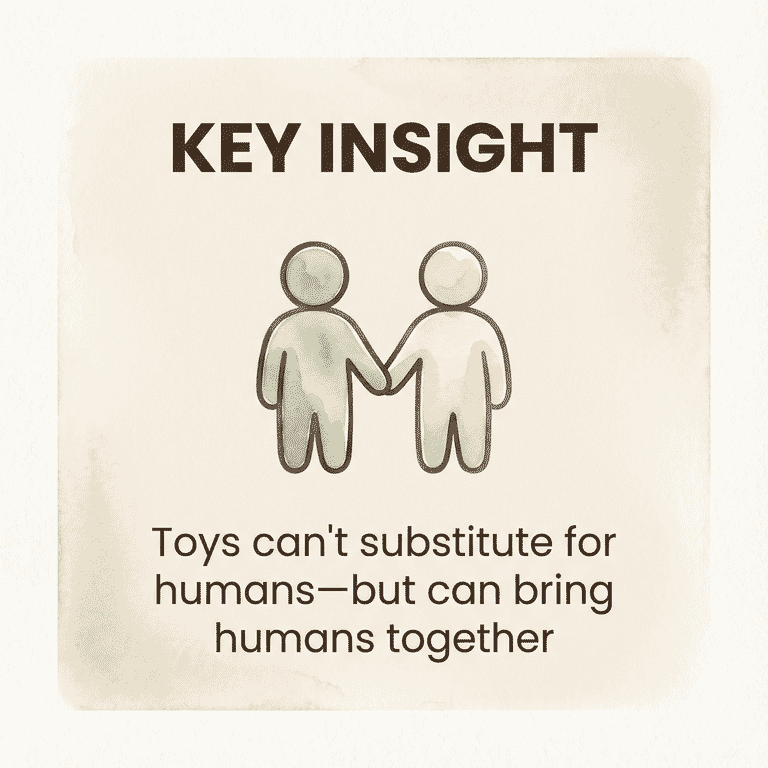 Key insight graphic stating toys cannot substitute for humans but can bring humans together
