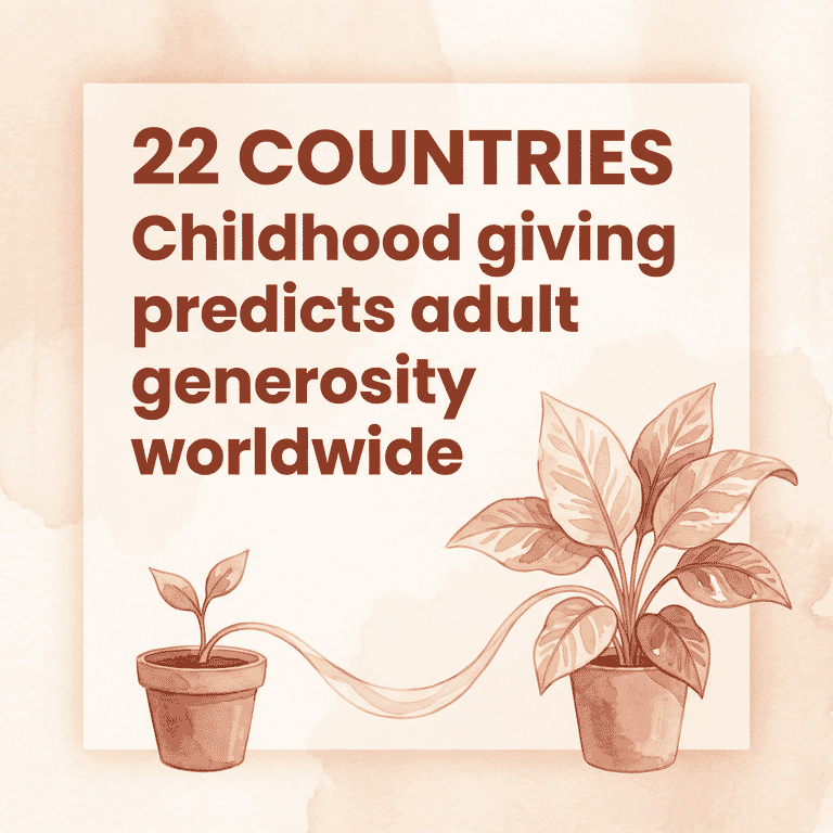 Stat showing 22 countries where childhood giving predicts adult generosity