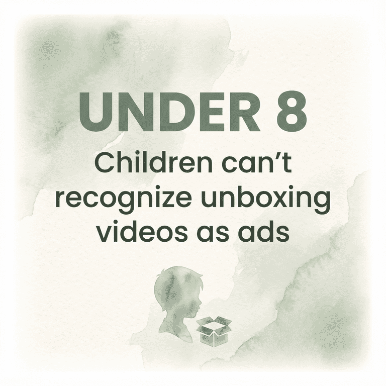 Children under 8 cannot recognize unboxing videos as advertisements statistic